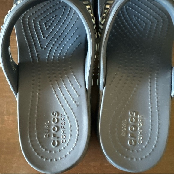 Crocs Sandals Womens 9 Monterey Wedge Slip On Flip Flop Navy 206851 Comfort - Picture 6 of 8